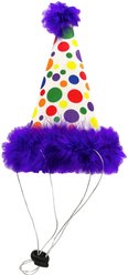 Huxley & Kent Happy Barkday Dog & Cat Party Hat, White/Multicolor, Small