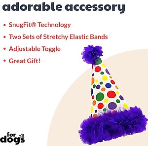 Huxley & Kent Happy Barkday Dog & Cat Party Hat, White/Multicolor, Small