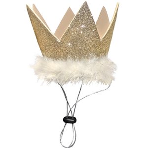 Huxley & Kent Party Crown Dog & Cat Hat, Gold, Small