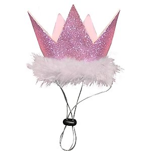 Huxley & Kent Party Crown Dog & Cat Hat, Pink, Large
