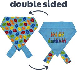 Huxley & Kent Party Time 2.0 Dog & Cat Bandana, Blue, Large