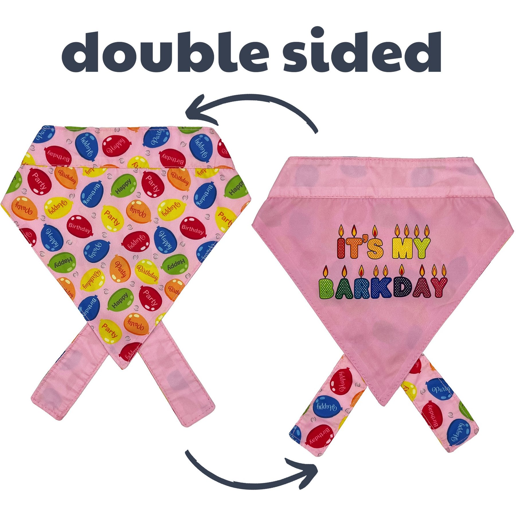 Huxley & Kent Party Time 2.0 Dog & Cat Bandana, Pink, Small