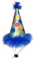 Huxley & Kent Party Time Dog & Cat Party Hat, Blue, Large