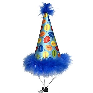 Huxley & Kent Party Time Dog & Cat Party Hat, Blue, Large