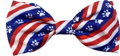 Huxley & Kent Paws & Stripes Dog & Cat Bow Tie, Red/White/Blue, Large