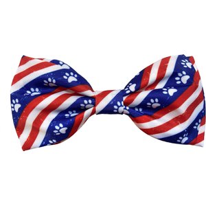 Huxley & Kent Paws & Stripes Dog & Cat Bow Tie, Red/White/Blue, Large