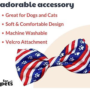 Huxley & Kent Paws & Stripes Dog & Cat Bow Tie, Red/White/Blue, Large