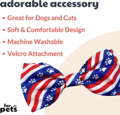 Show full view: Huxley & Kent Paws & Stripes Dog & Cat Bow Tie, Red/White/Blue, Large slide 2 of 7