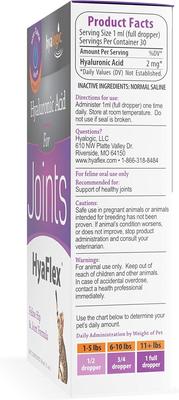 Show full view: Hyalogic HyaFlex Hyalogic Hyaluronic Acid Hip & Joint Formula Cat Supplement, 1-fl oz bottle slide 3 of 10