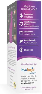 Show full view: Hyalogic HyaFlex Hyalogic Hyaluronic Acid Hip & Joint Formula Cat Supplement, 1-fl oz bottle slide 5 of 10