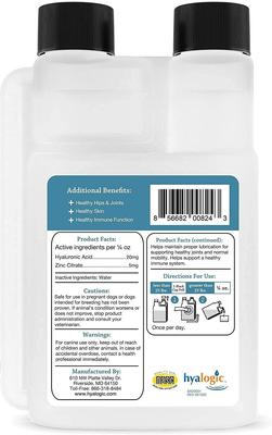 Show full view: Hyalogic HyaFlex Hyalogic Pro Pure Hyaluronic Acid Zinc Joint & Immune Support Dog Supplement, 8-fl oz bottle slide 3 of 10