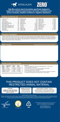 Show full view: Hygain Zero Ultra-Low Starch & Cereal Grain-Free Fully Fortified Horse Feed, 44-lb bag slide 2 of 8