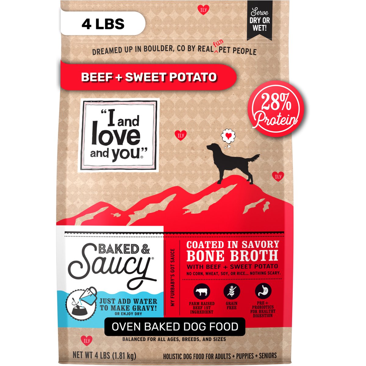 I and Love and You Baked and Saucy Beef and Sweet Potatoes Dry Dog Food, 4-lb bag