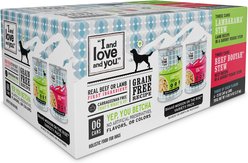 I and Love and You Beef Booyah and Lambarama Stew Grain-Free Combo Pack Canned Dog Food, 13-oz, case of 6