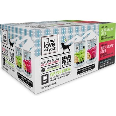 I and Love and You I and Love and You Beef Booyah and Lambarama Stew Grain-Free Combo Pack Canned Dog Food, 13-oz, case of 6