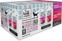I and Love and You Beef Booyah and Moo Moo Venison Stew Grain-Free Combo Pack Canned Dog Food, 13-oz, case of 6