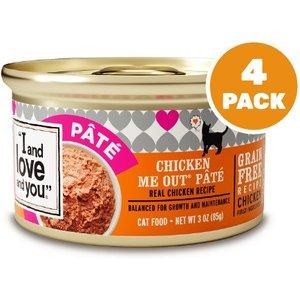 I and Love and You Chicken Me Out Pate Grain-Free Canned Cat Food, 3-oz can, case of 4