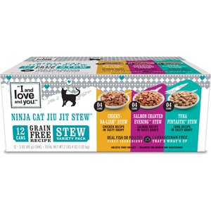 I and Love and You Chicky-Da-Lish, Salmon Chanted Evening and Tuna Fintastic Stew Variety Pack Canned Cat Food, 3-oz, case of 12