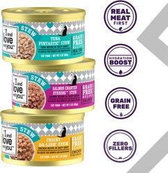 I and Love and You Chicky-Da-Lish, Salmon Chanted Evening and Tuna Fintastic Stew Variety Pack Canned Cat Food, 3-oz, case of 12 slide 2 of 9