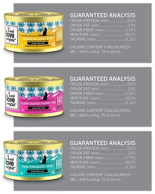 Show full view: I and Love and You Chicky-Da-Lish, Salmon Chanted Evening and Tuna Fintastic Stew Variety Pack Canned Cat Food, 3-oz, case of 12 slide 9 of 12