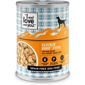 I and Love and You Cluckin' Good Stew Grain-Free Canned Dog Food, 13-oz, case of 12