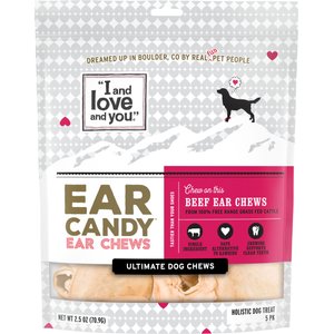 I and Love and You Ear Candy Beef Ear Dog Chews, 5 pack