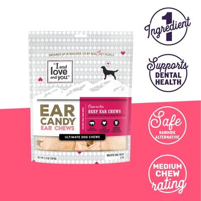 Show full view: I and Love and You Ear Candy Beef Ear Dog Chews, 5 pack slide 3 of 12