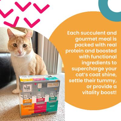 Show full view: I and Love and You Feed Meow Tummy Tuna & Pumpkin Feast Grain-Free Chunks In Gravy Wet Cat Food, 3-oz pouch, case of 24 slide 4 of 9