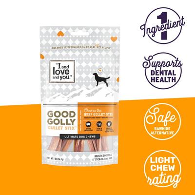 Show full view: I and Love and You Good Golly Gullet Sticks Dog Treats, 6-in, 2-oz bag slide 3 of 11