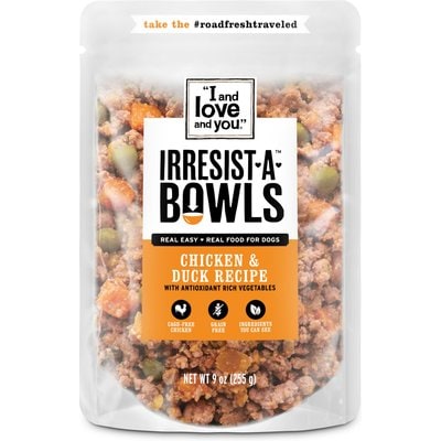 I and Love and You I and Love and You Irresist-a-Bowls Grain-Free Chicken & Duck Recipe Dog Food, 9-oz pouch, 8 count