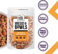 I and Love and You Irresist-a-Bowls Grain-Free Chicken & Duck Recipe Dog Food, 9-oz pouch, 8 count slide 2 of 6