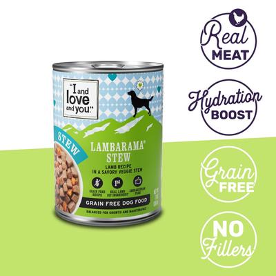 Show full view: I and Love and You Lambarama Stew Grain-Free Canned Dog Food, 13-oz, case of 12 slide 3 of 11