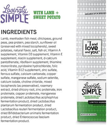 Show full view: I and Love and You Lovingly Simple Limited Ingredient Diet Lamb and Sweet Potato Dry Dog Food, 3.85-lb bag slide 8 of 11