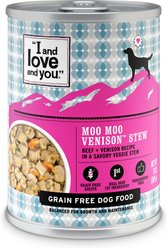 I and Love and You Moo Moo Venison Stew Grain-Free Canned Dog Food, 13-oz, case of 12