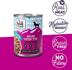 I and Love and You Moo Moo Venison Stew Grain-Free Canned Dog Food, 13-oz, case of 12 slide 2 of 9