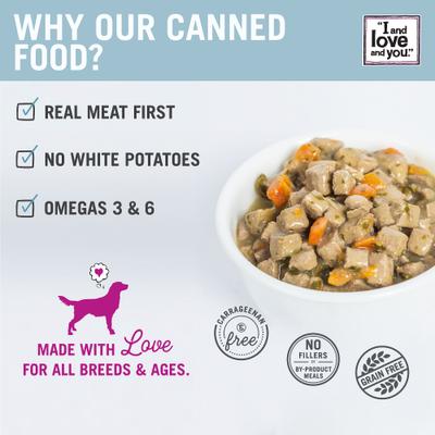 Show full view: I and Love and You Moo Moo Venison Stew Grain-Free Canned Dog Food, 13-oz, case of 12 slide 5 of 12