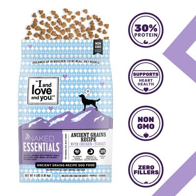 Show full view: I and Love and You Naked Essentials Ancient Grain Chicken and Turkey Recipe Dry Dog Food, 23-lb bag slide 3 of 8