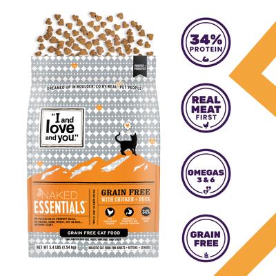 Show full view: I and Love and You Naked Essentials Chicken & Duck Recipe Dry Cat Food, 11-lb bag slide 3 of 11