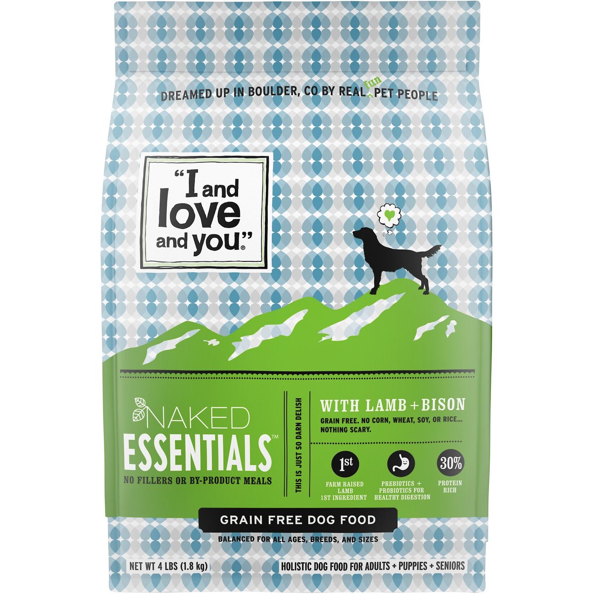 I and Love and You Naked Essentials Lamb & Bison Dry Dog Food, 4-lb