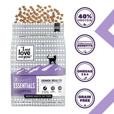 Show full view: I and Love and You Naked Essentials Indoor Health Chicken and Turkey Recipe Dry Cat Food, 3.4-lb bag slide 3 of 11