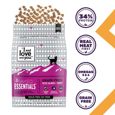 Show full view: I and Love and You Naked Essentials Salmon & Trout Recipe Grain-Free Dry Cat Food, 11-lb bag slide 3 of 9