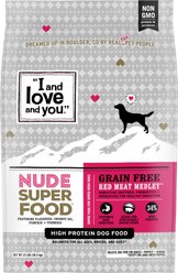 I and Love and You Nude Super Food Grain-Free Red Meat Medley Dry Dog Food, 23-lb bag