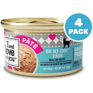 I and Love and You Oh My Cod! Pate Grain-Free Canned Cat Food, 3-oz can, case of 4