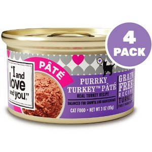 I and Love and You Purrky Turkey Pate Grain-Free Canned Cat Food, 3-oz can, case of 4