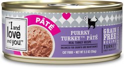 I and Love and You Purrky Turkey Pate Grain-Free Canned Cat Food, 5.5-oz can, case of 12