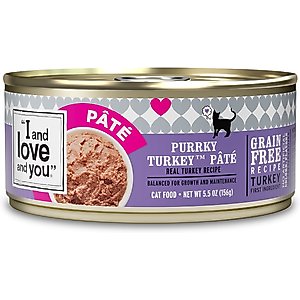 I and Love and You Purrky Turkey Pate Grain-Free Canned Cat Food, 5.5-oz can, case of 12
