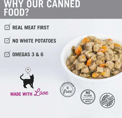Show full view: I and Love and You Salmon Chanted Evening Stew Grain-Free Canned Cat Food, 3-oz can, bundle of 48  slide 3 of 12