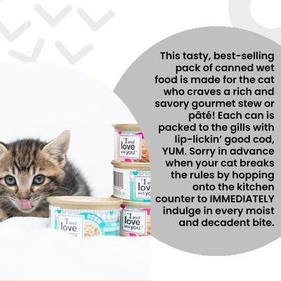 Show full view: I and Love and You Savory Salmon Pate Grain-Free Canned Cat Food, 3-oz, case of 24 slide 4 of 12