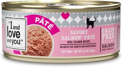 I and Love and You Savory Salmon Pate Grain-Free Canned Cat Food, 5.5-oz can, case of 12