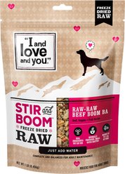 I and Love and You Stir and Boom Raw Raw Beef Boom Ba Dinner Grain-Free Dehydrated Dog Food, 1-lb bag
